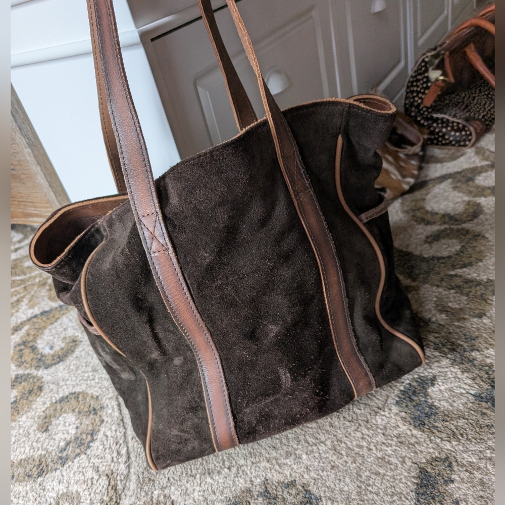 Brown Suede Tote Bag
